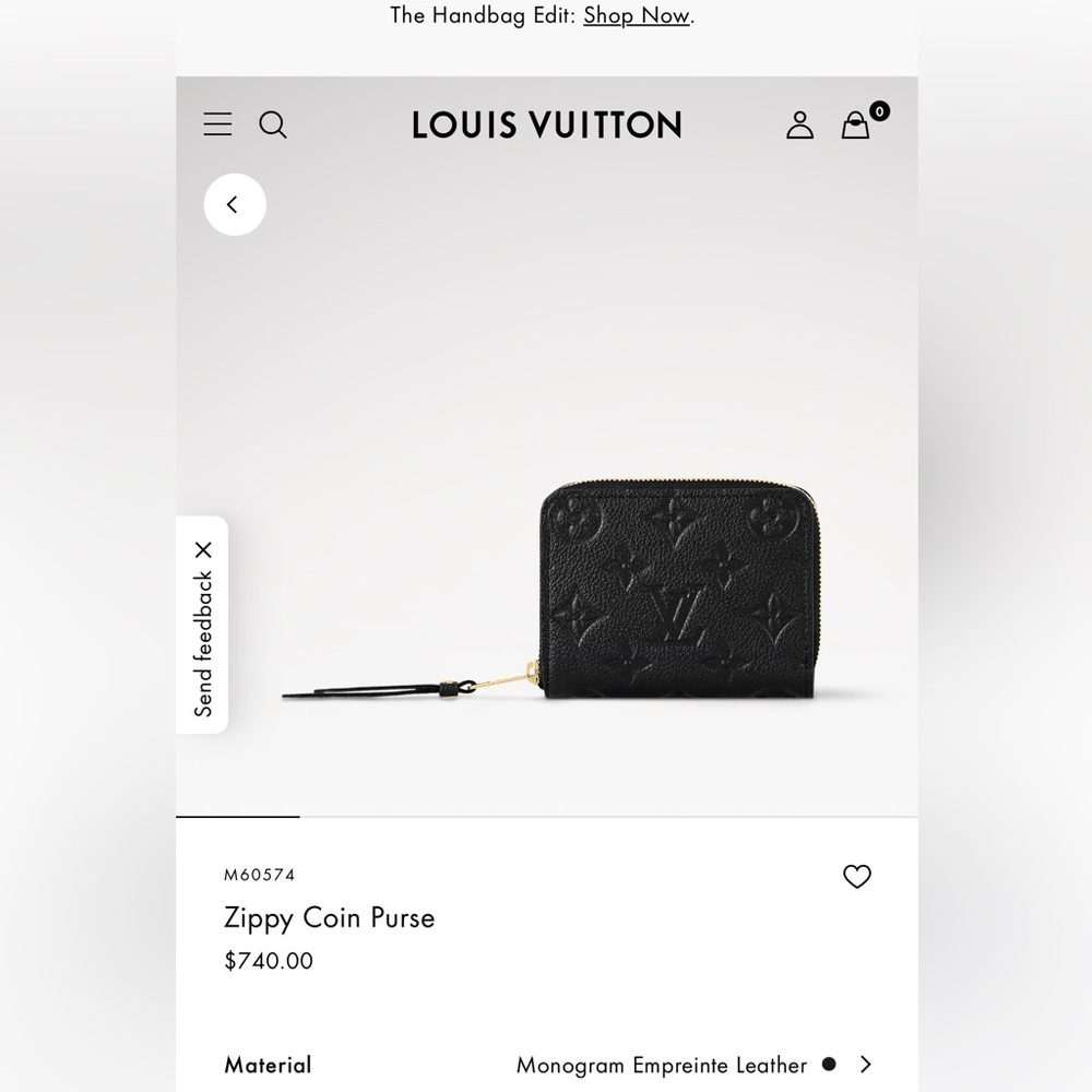 AUTHENTIC NIB Louis Vuitton Empreinte Leather Zippy Coin Purse